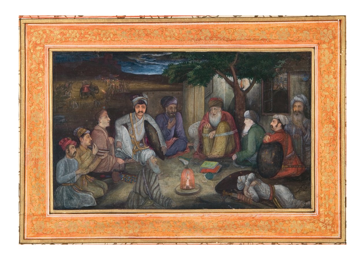 Travelers Gathered in the Night, n. 1640 (läpinäkymätön wc ja kultaa paperilla) tekijältä Payag