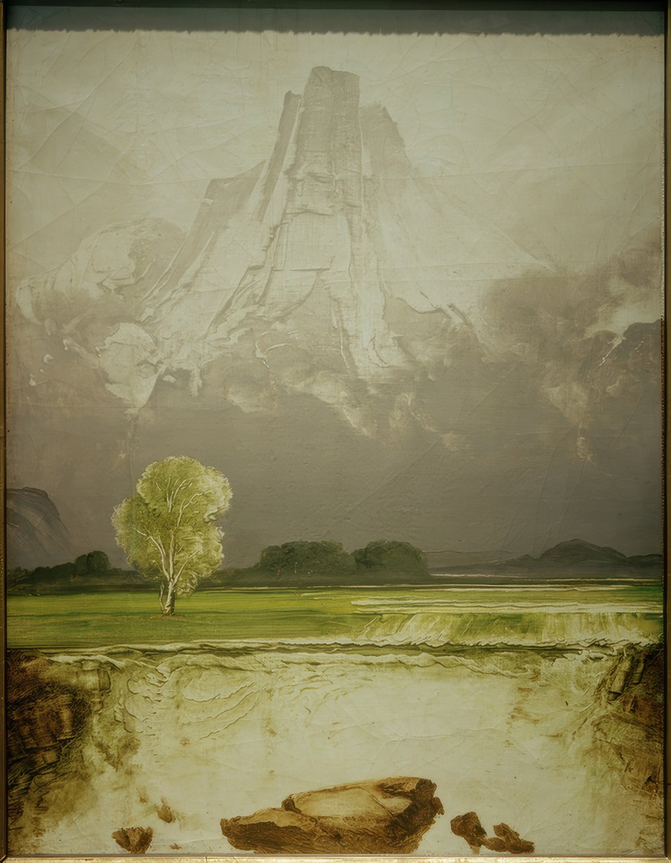 Der Berg Stetind mit einer Birke tekijältä Peder Balke