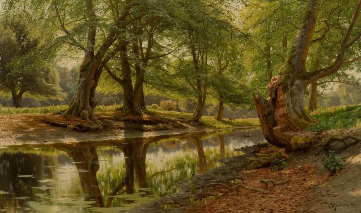 P.Mönsted, Kevätpäivä metsäpuron varrella tekijältä Peder Monsted