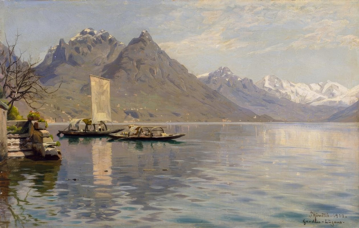 Auringonpaiste Luganojärvellä tekijältä Peder Monsted
