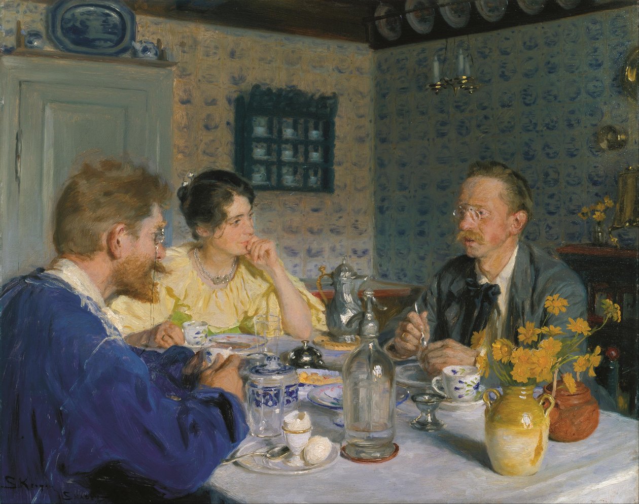 Aamiainen, Taiteilija, hänen vaimonsa ja kirjailija Otto Benzon tekijältä Peder Severin Kroyer
