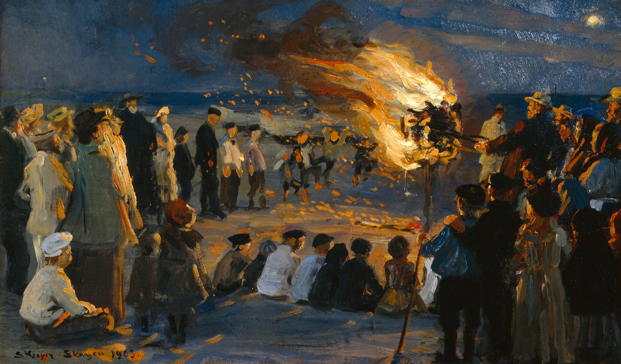 Juhannustuli Skagens Beachillä tekijältä Peder Severin Krøyer