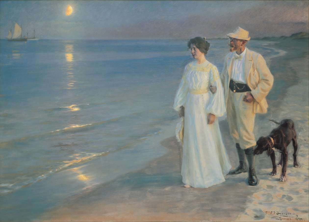 Kesäilta Skagenin rannalla. Taidemaalari ja hänen vaimonsa tekijältä Peder Severin Krøyer