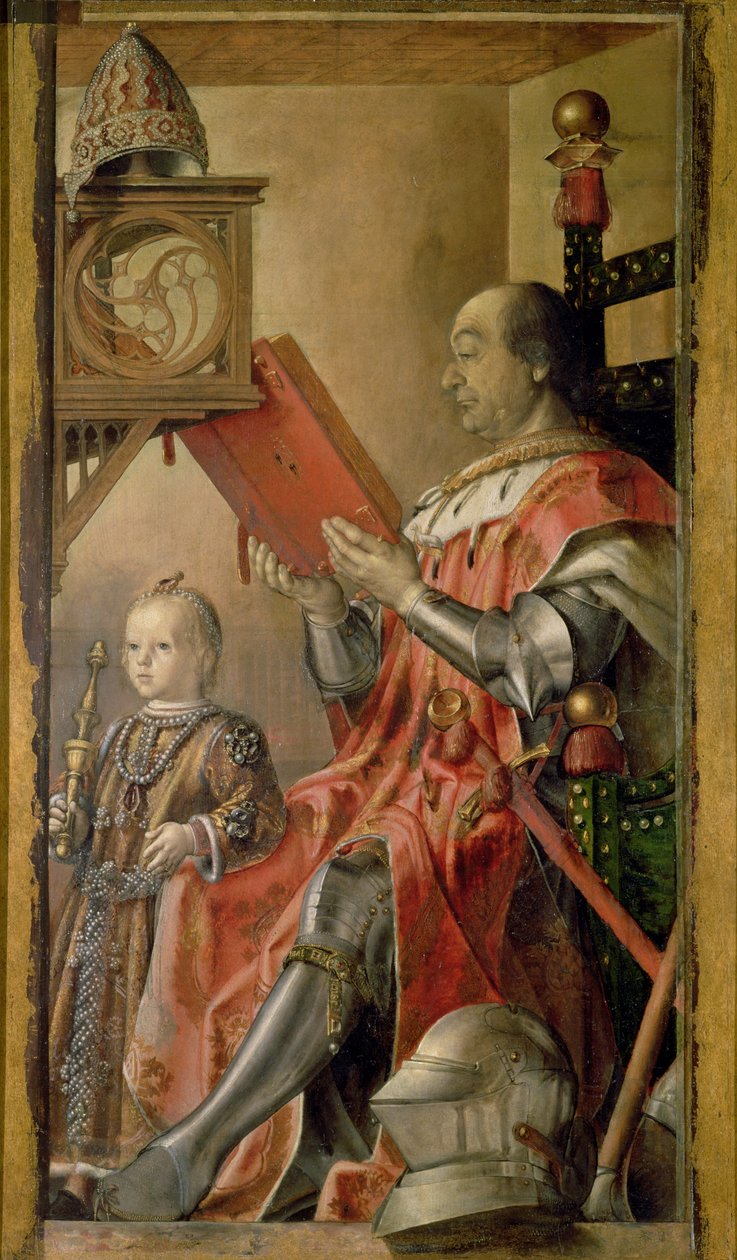 Muotokuva Federigo da Montefeltron, Urbinon herttuan (1422-82) ja hänen poikansa Guidobaldosta (k.1508) tekijältä Pedro Berruguete