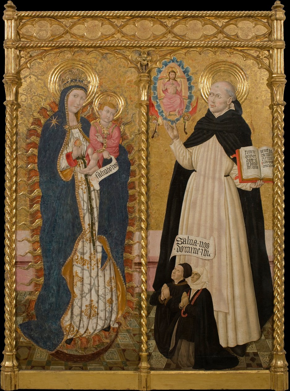 Apocalyptic Virgin ja Saint Vincent Ferrer kahden lahjoittajan kanssa tekijältä Pedro García de Benabarre