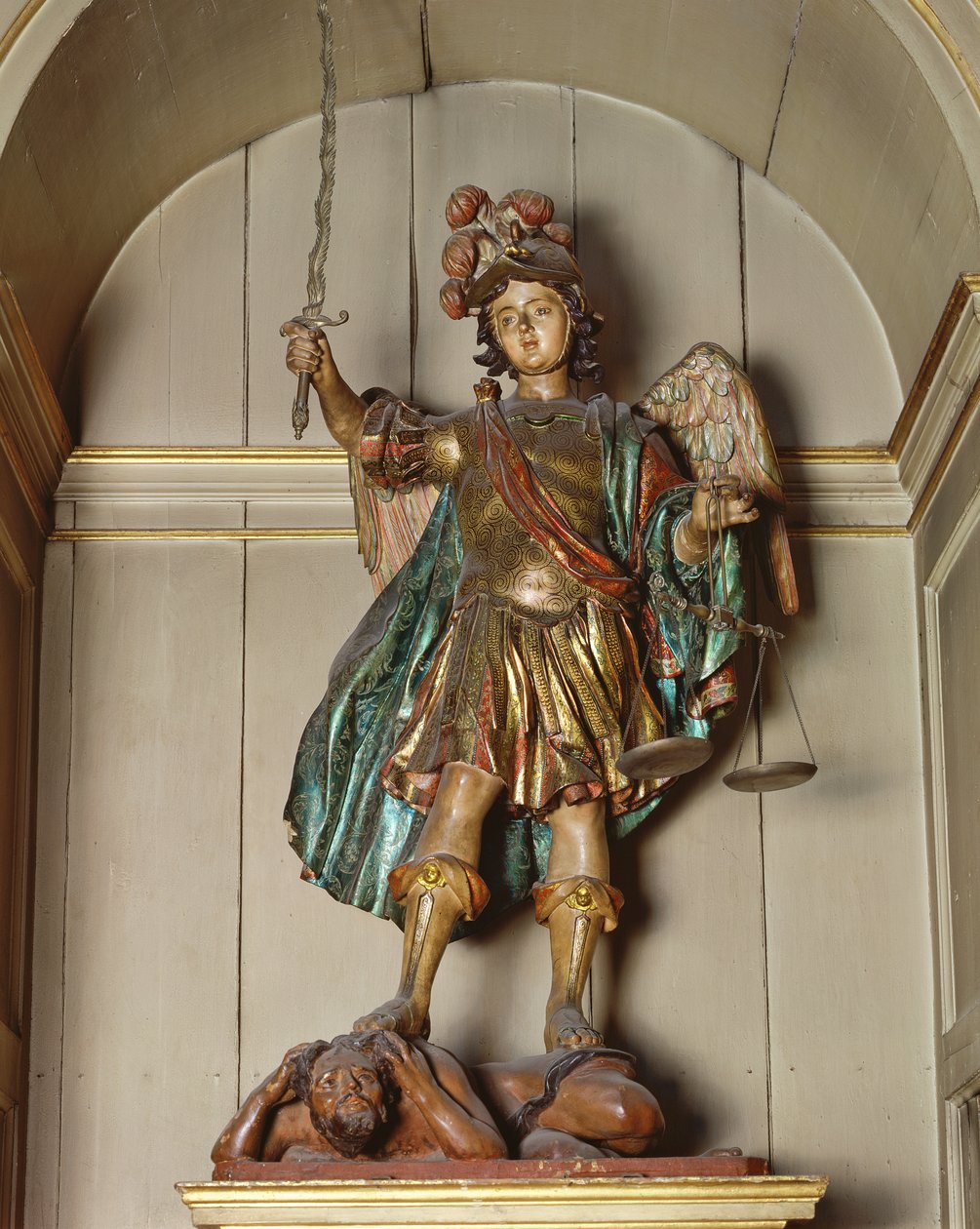 Pyhä arkkienkeli Mikael, 1658 (monivärinen puu) tekijältä Pedro Roldan
