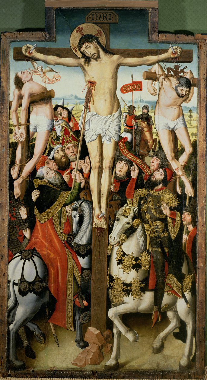 Golgata (tempera paneelissa) tekijältä Pedro Sanchez Sarabia