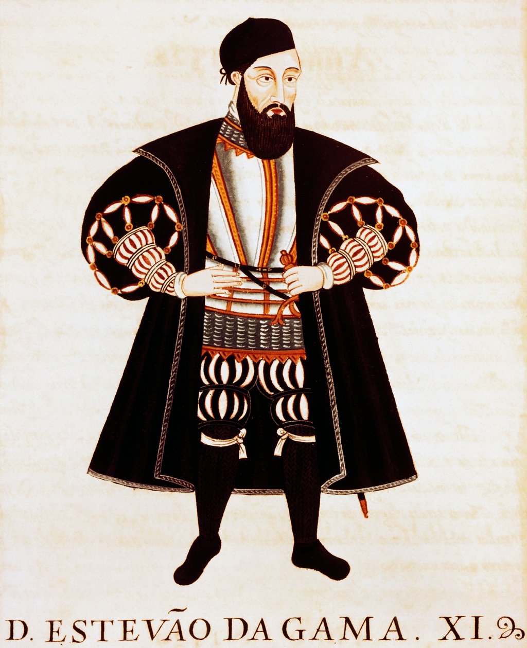 Estevao Da Gama (n. 1505-1576), miniatyyri Brieve Tratadosta tai Epilogo dos Vizos-Reys de Indiasta tekijältä Pedro Barretto de Resende