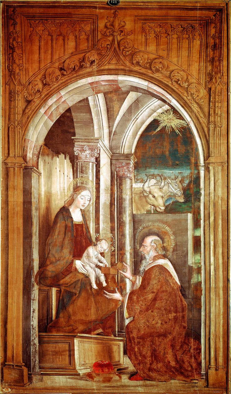 Pedro Berrugueten taikaiden palvonta (1450/1455-1504) Madrid, Prado-museo tekijältä Pedro Berruguete