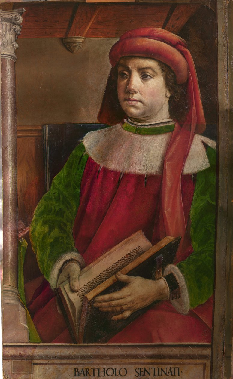 Bartole en latin Bartolus de Saxoferrato (1313-1356) - Bartolus de Saxoferrato par Berruguete, Pedro (1450-1503). Öljy puulle, koko: 95x57, n. 1473-1475, Marchen kansallisgalleria, Urbino tekijältä Pedro Berruguete