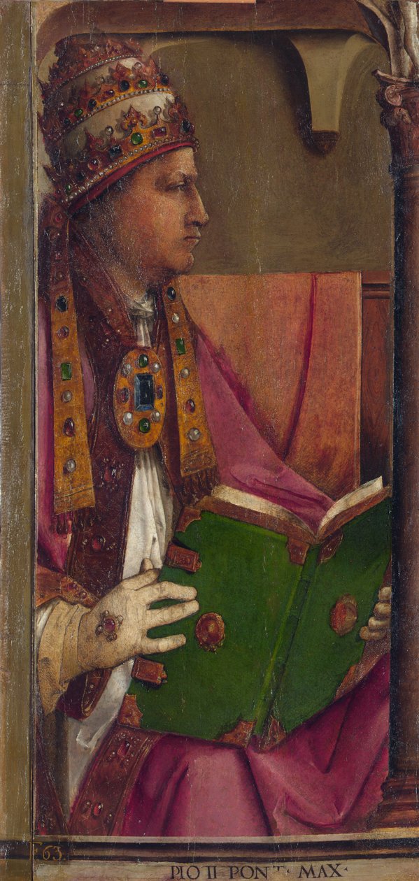 PIE II - Paavi Pius II par Berruguete, Pedro (1450-1503). Öljy puulle, koko: 116x52, n. 1473-1475, Marchen kansallisgalleria, Urbino tekijältä Pedro Berruguete