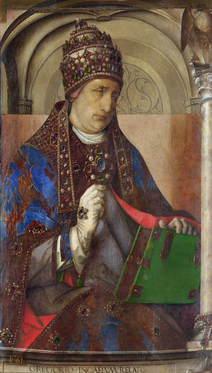 Pyhän Gregorius I:n muotokuva, n. 1473-1475 (öljy puulle) tekijältä Pedro Berruguete