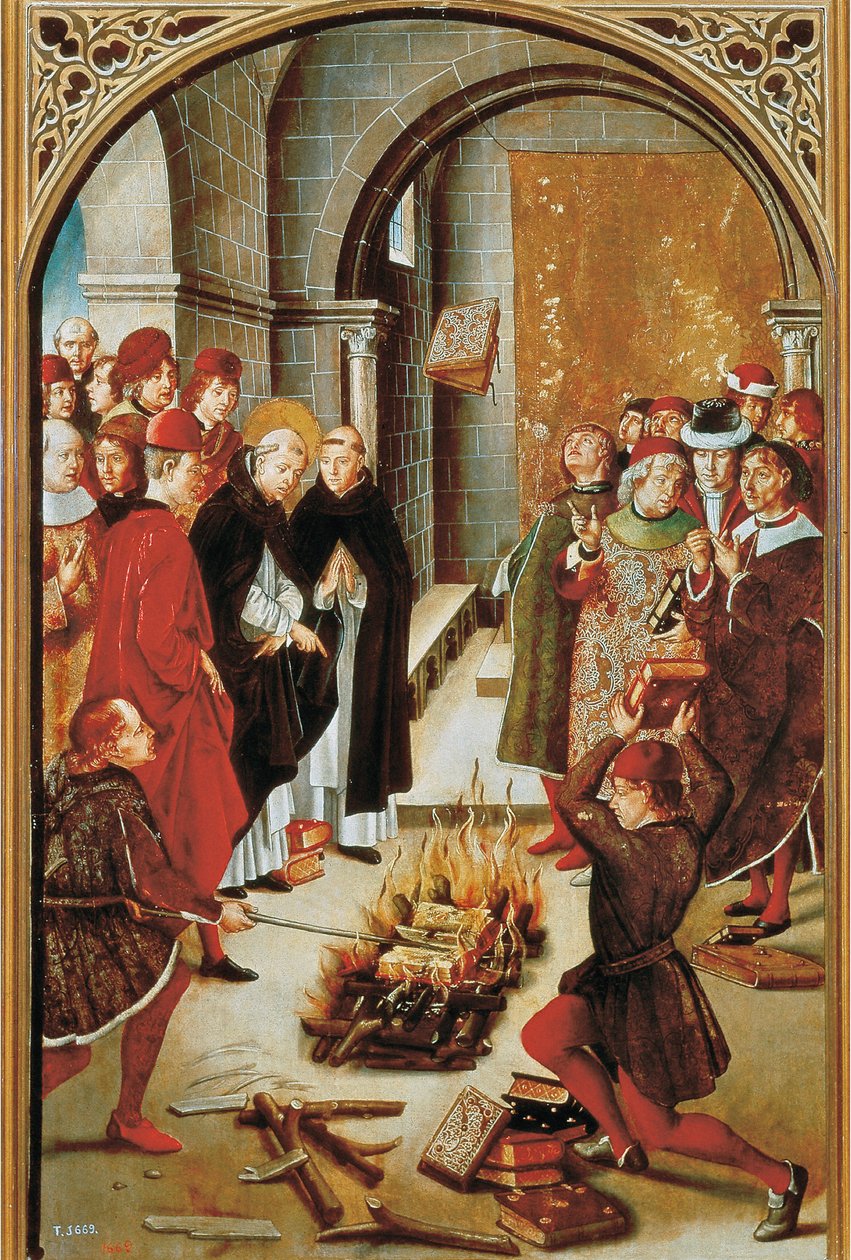 St Dominic and the Albigenses (öljy levylle, n. 1493-1499) tekijältä Pedro Berruguete