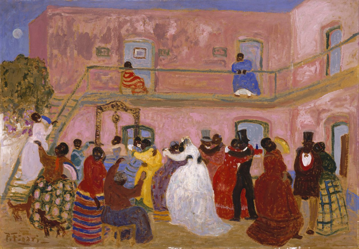 Honeymoon, 1918-25 (öljy lastulevylle) tekijältä Pedro Figari