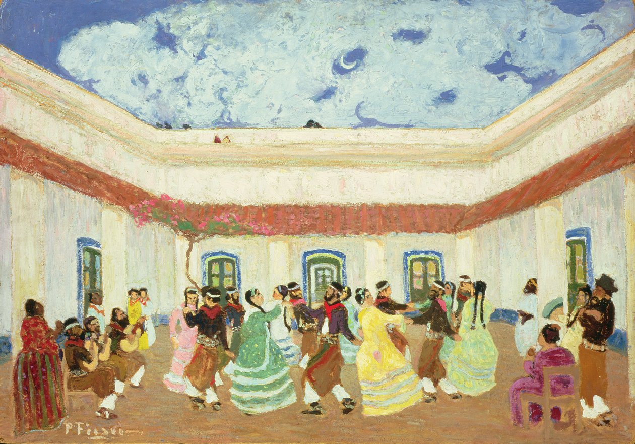 Patio (öljy laivalla) tekijältä Pedro Figari