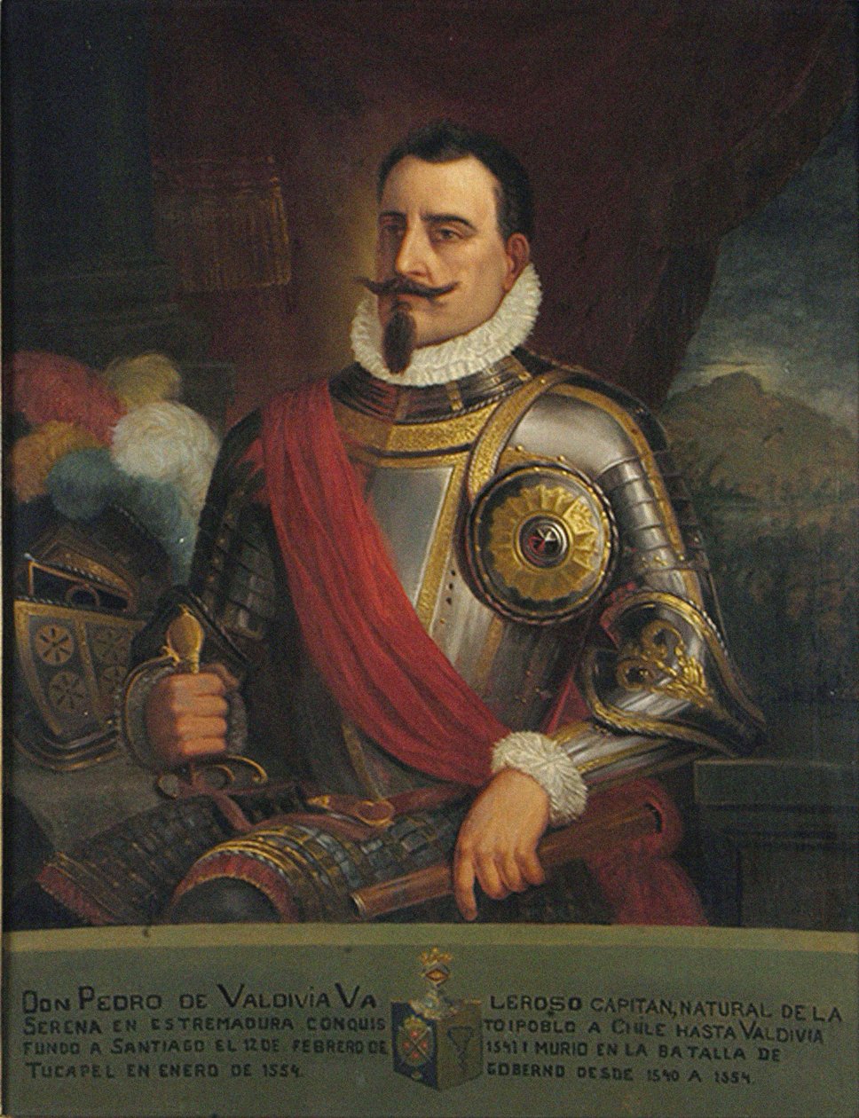 Pedro de Valdivian muotokuva, 1874 tekijältä Pedro León Carmona