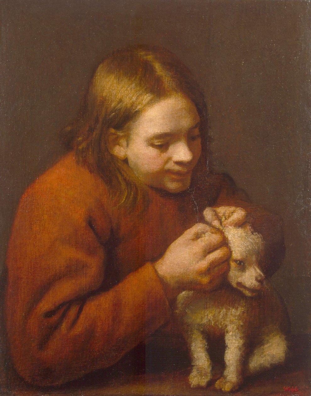 Poika etsii kirppuja koiralla, 1650 tekijältä Pedro Nuñez de Villavicencio