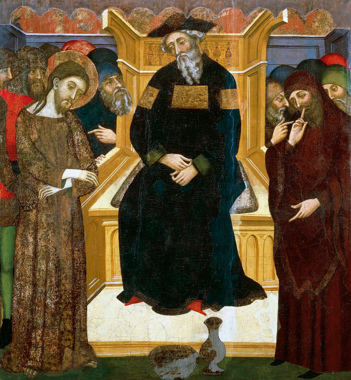 Kristus Pilatuksen edessä, Pedro Serra tai Pere Serra (toiminut 1363-1399), maalaus puulle. tekijältä Pedro Serra