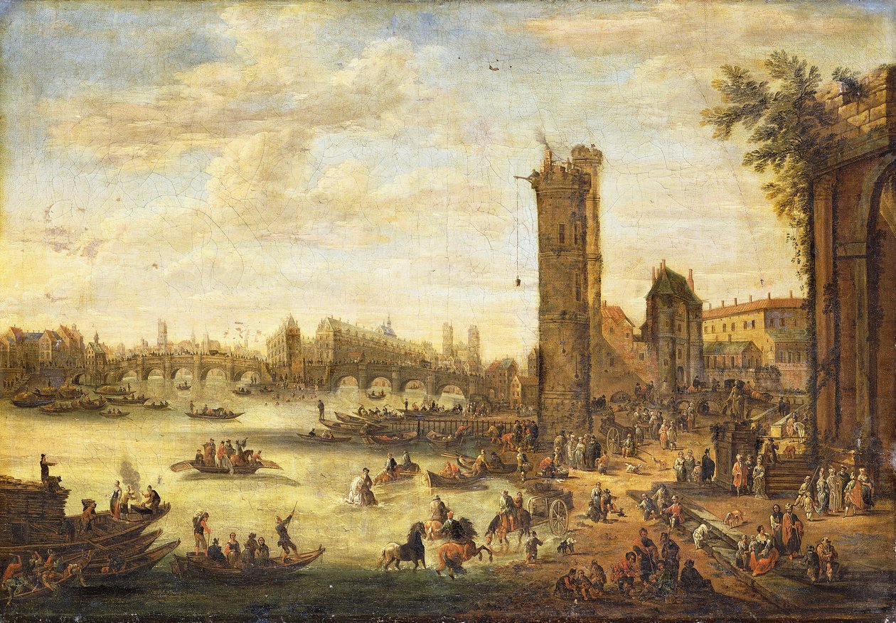 Näkymä Pariisista kohti Ile de la Citea ja Pont Neufia, 1671-77 tekijältä Peeter or Pieter Bout