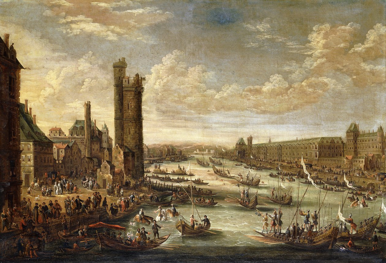 Näkymä Pariisista kohti Louvrea ja Tour de Nesleä, 1671-77 tekijältä Peeter or Pieter Bout