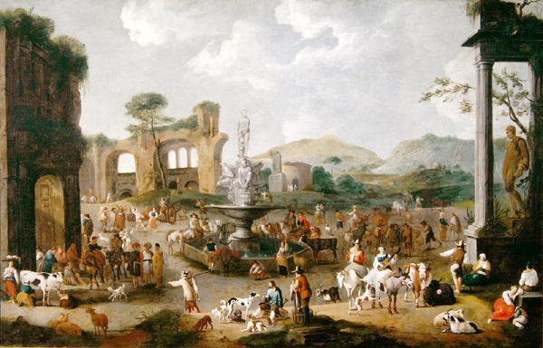 Markkinat Italiassa (öljy kankaalle) tekijältä Peeter van Bredael