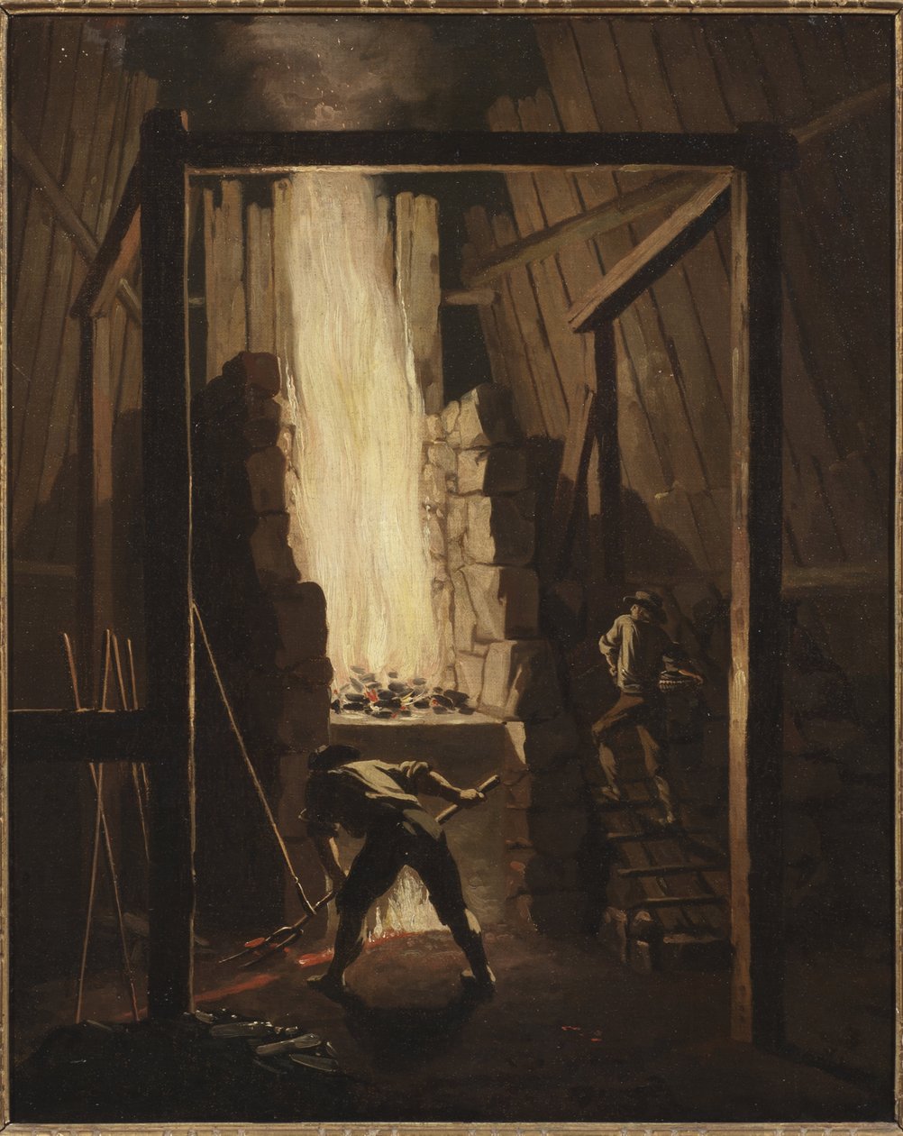 Falunin kuparivalimon sisustus (mokka) - Falunin kuparivalimon sisustus, kirjoittanut Hillestroem, Pehr (1732-1816). Öljy kankaalle tekijältä Pehr Hilleström