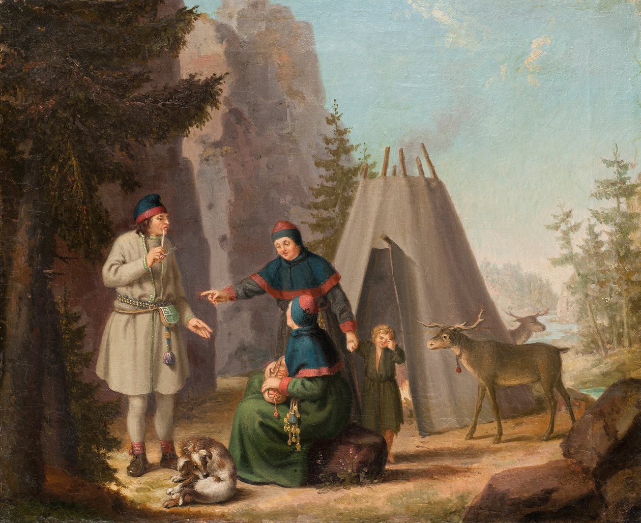 Lappolaisten puvut, n. 1800 (öljy kankaalle) tekijältä Pehr Hilleström
