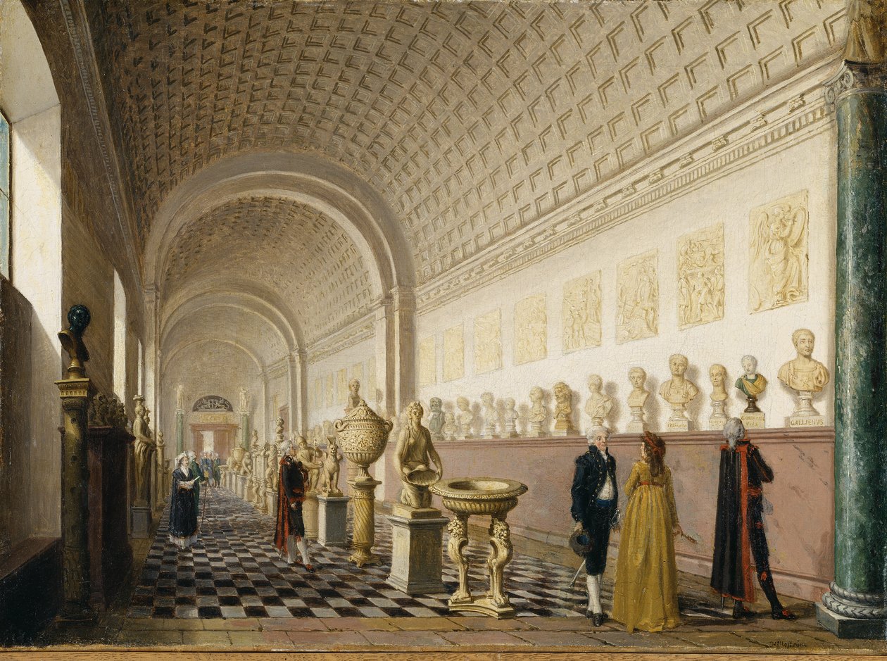 Kuninkaallisen museon sisägalleria kuninkaanlinnassa Tukholmassa, 1796 tekijältä Pehr Hilleström