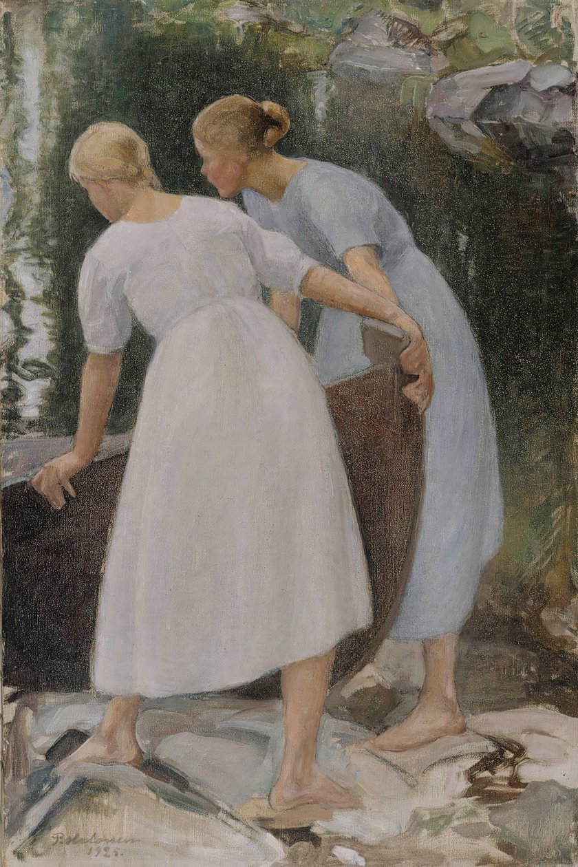 Tytöt työntää venettä, 1925. tekijältä Pekka Halonen