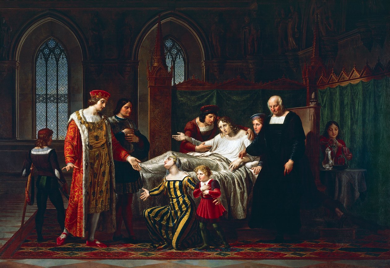 Charles VIII tapaa kuoleva Gian Galeazzo Sforzan Paviassa tekijältä Pelagio Palagi