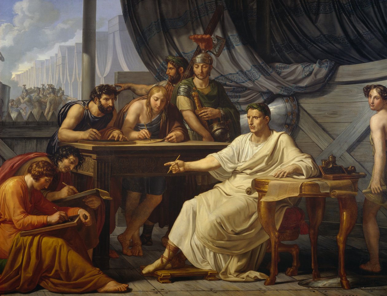 Julius Caesar sanelemassa kommentteja tekijältä Pelagio Palagi