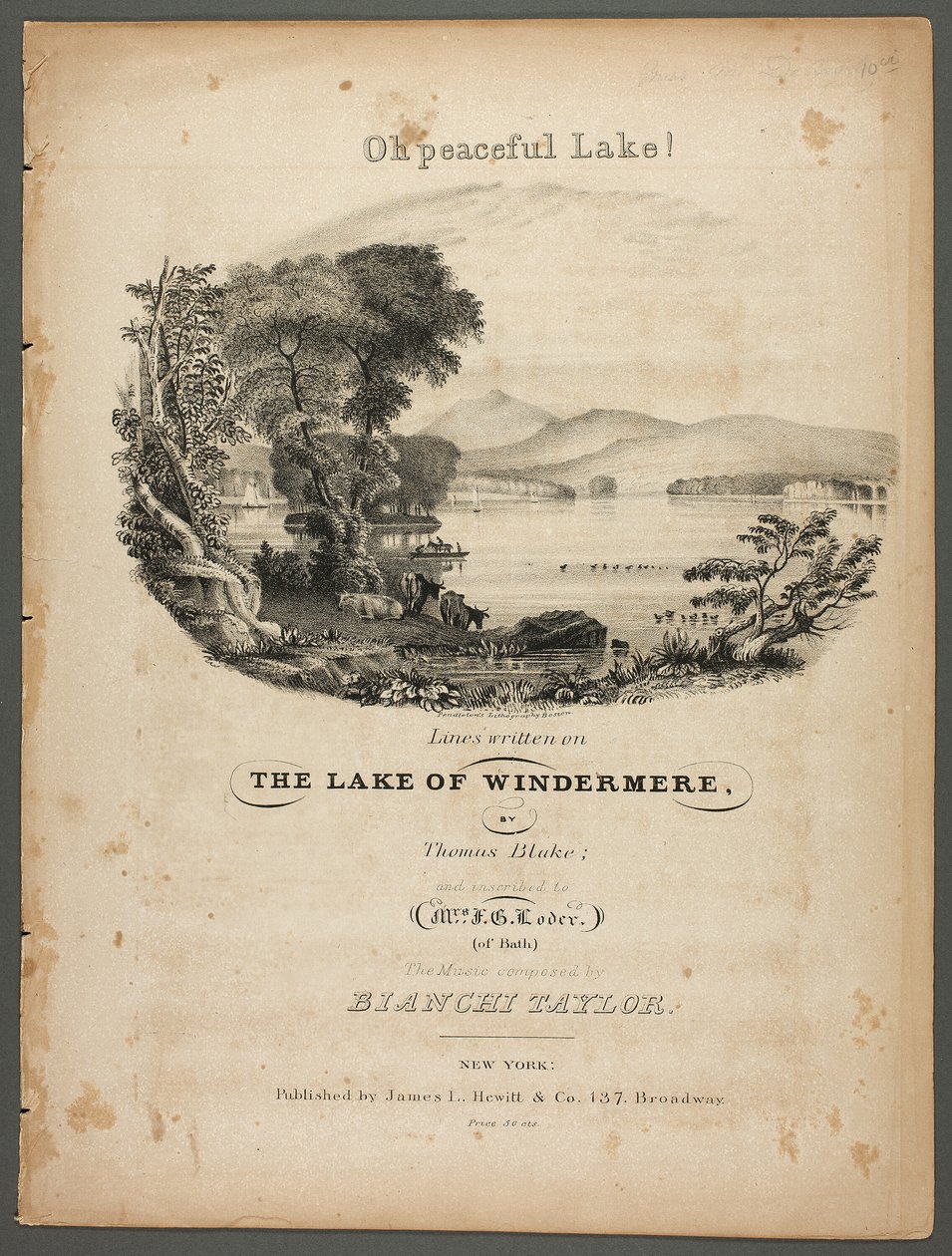 Voi rauhallinen järvi! Windermere-järvellä kirjoitetut rivit tekijältä Pendleton
