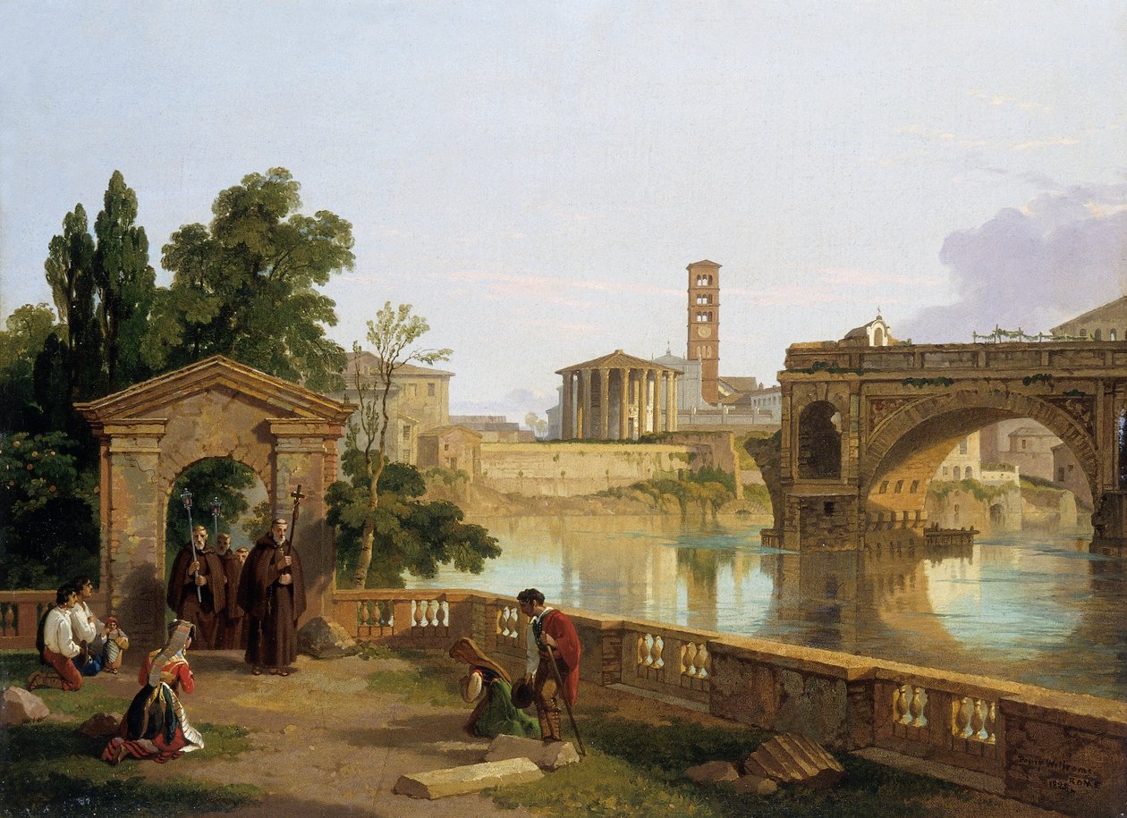 "Tiber ja Vestan temppeli", 1828 tekijältä Penry Williams