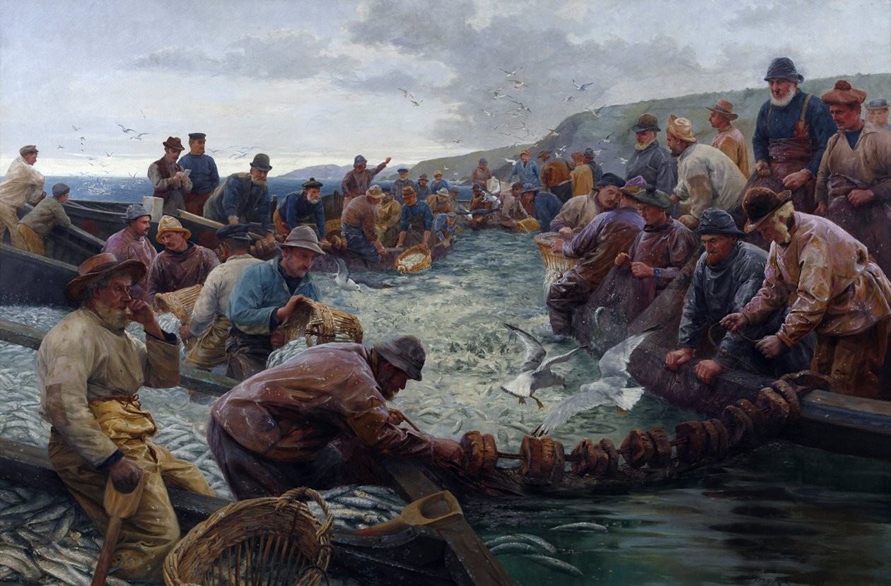 Tucking a School of Pilchards, 1897 tekijältä Percy Robert Craft
