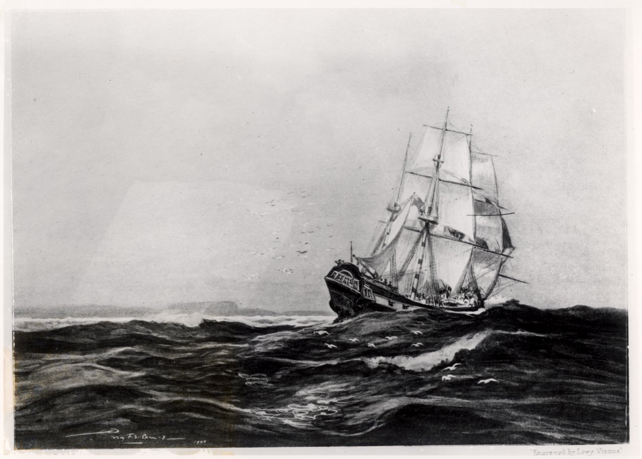 The Endeavour at Sea, 1900, kaiverrus Lowy tekijältä Percy F.S. Spence