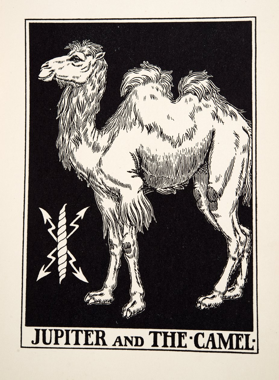 Jupiter ja kameli, julkaisusta A Hundred Fables of Aesop, pub.1903 tekijältä Percy J. Billingshurst