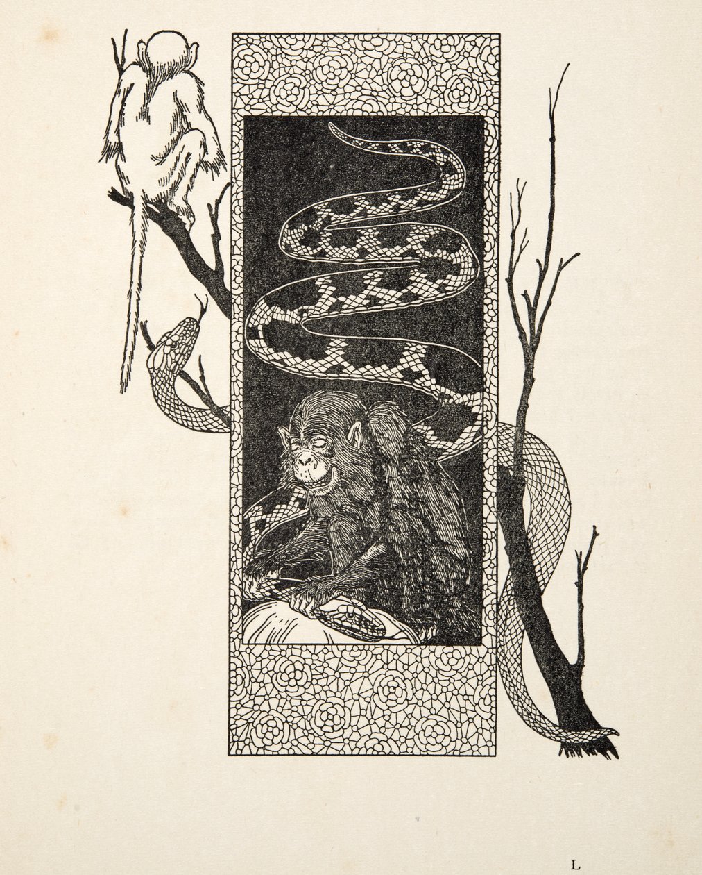 Monkey versus Snake, pubista A Hundred Anekdotes of Animals. 1924 tekijältä Percy J. Billingshurst