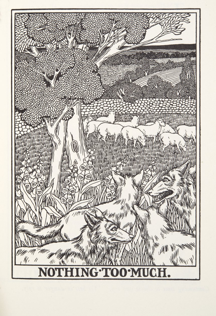 Nothing Too Much, Fontaine Fables, pub. 1905 (kaiverrus) tekijältä Percy J. Billingshurst