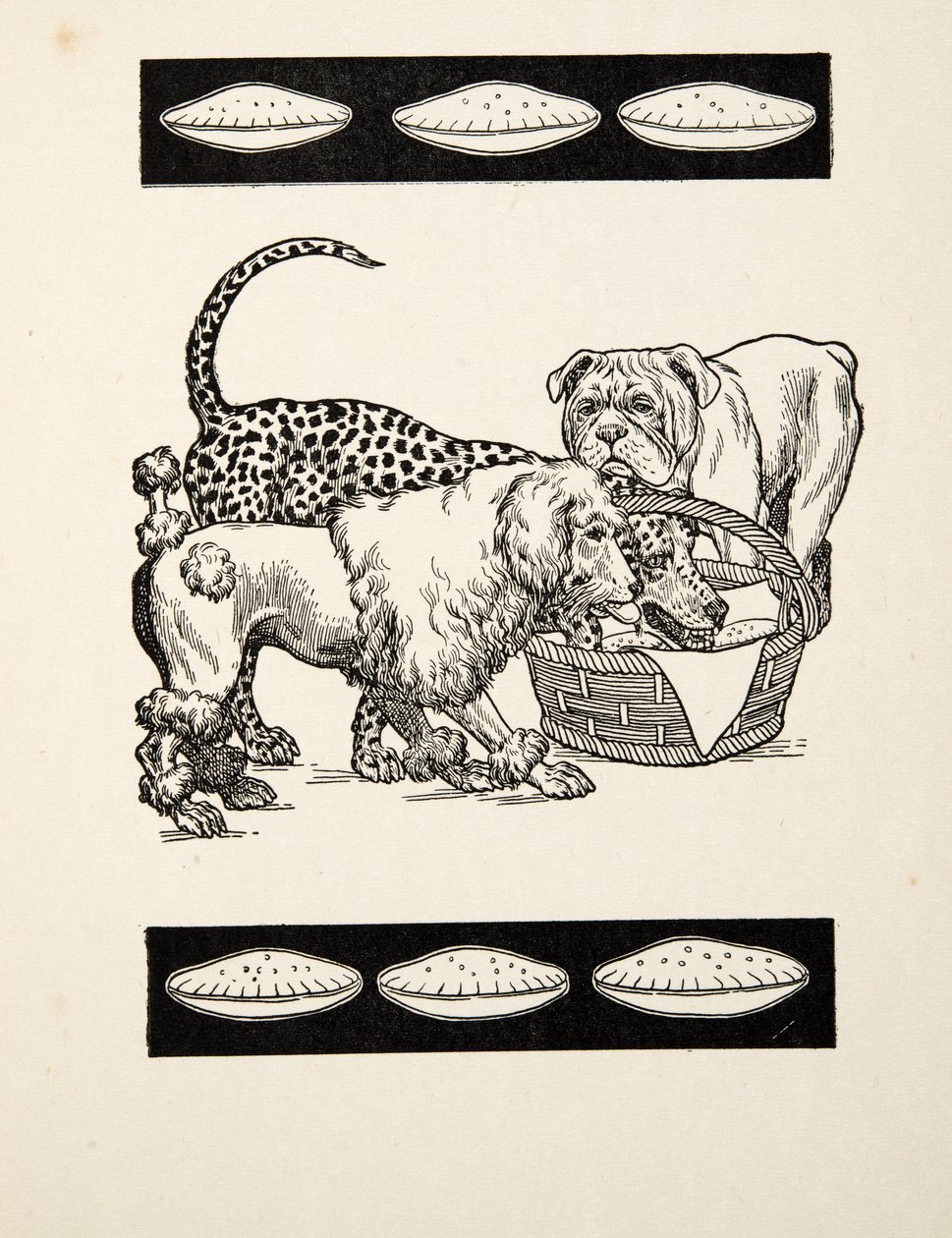 Kahdesta pahasta, joka valitsee vähimmän, sarjasta Sata anekdoottia eläimistä, pub. 1924 (kaiverrus) tekijältä Percy J. Billingshurst