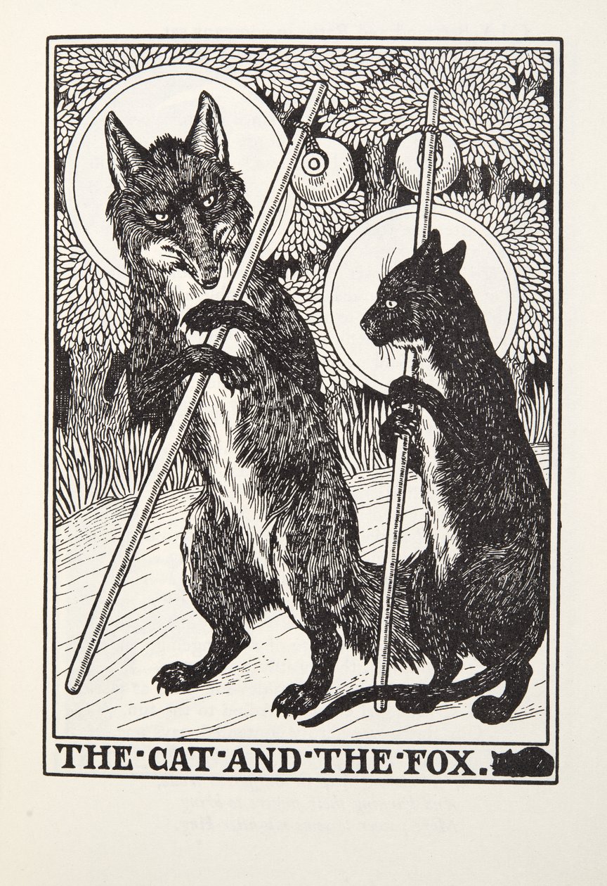 Kissa ja kettu, Fontainen taruista, pub. 1905 tekijältä Percy J. Billingshurst