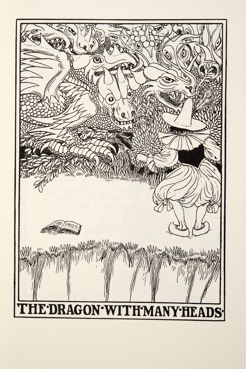 The Dragon with Many Heads, Fontaine Fables, pub. 1905 (kaiverrus) tekijältä Percy J. Billingshurst