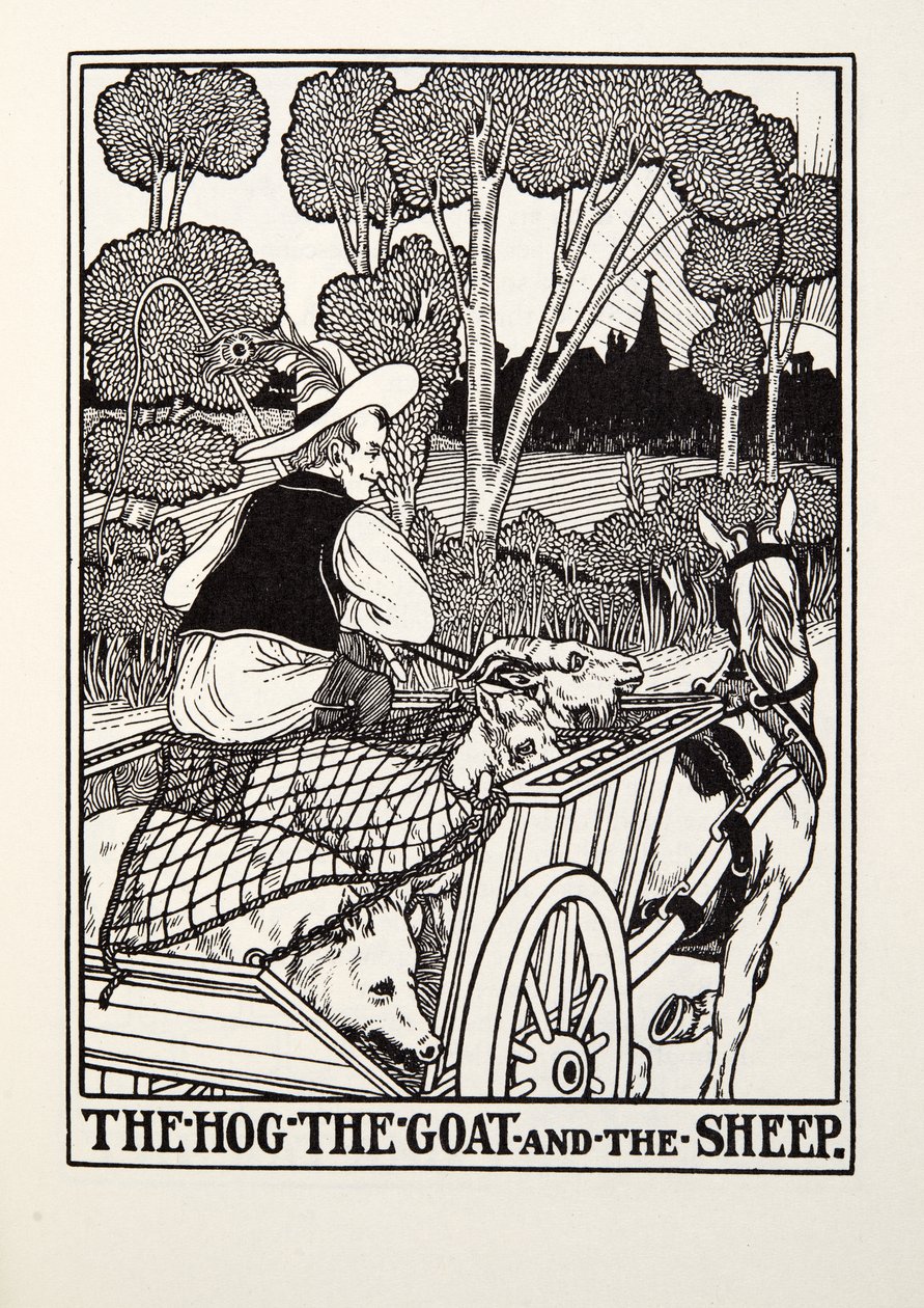 Sika, vuohi ja lammas, Fontainen saduista, pub. 1905 tekijältä Percy J. Billingshurst