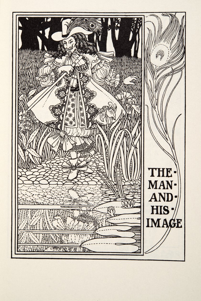 Mies ja hänen kuvansa, Fontaine Fables, pub. 1905 (kaiverrus) tekijältä Percy J. Billingshurst
