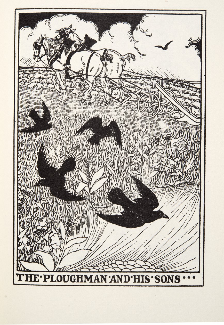 The Ploughman and his Sons, Fontaine Fables, pub. 1905 tekijältä Percy J. Billingshurst
