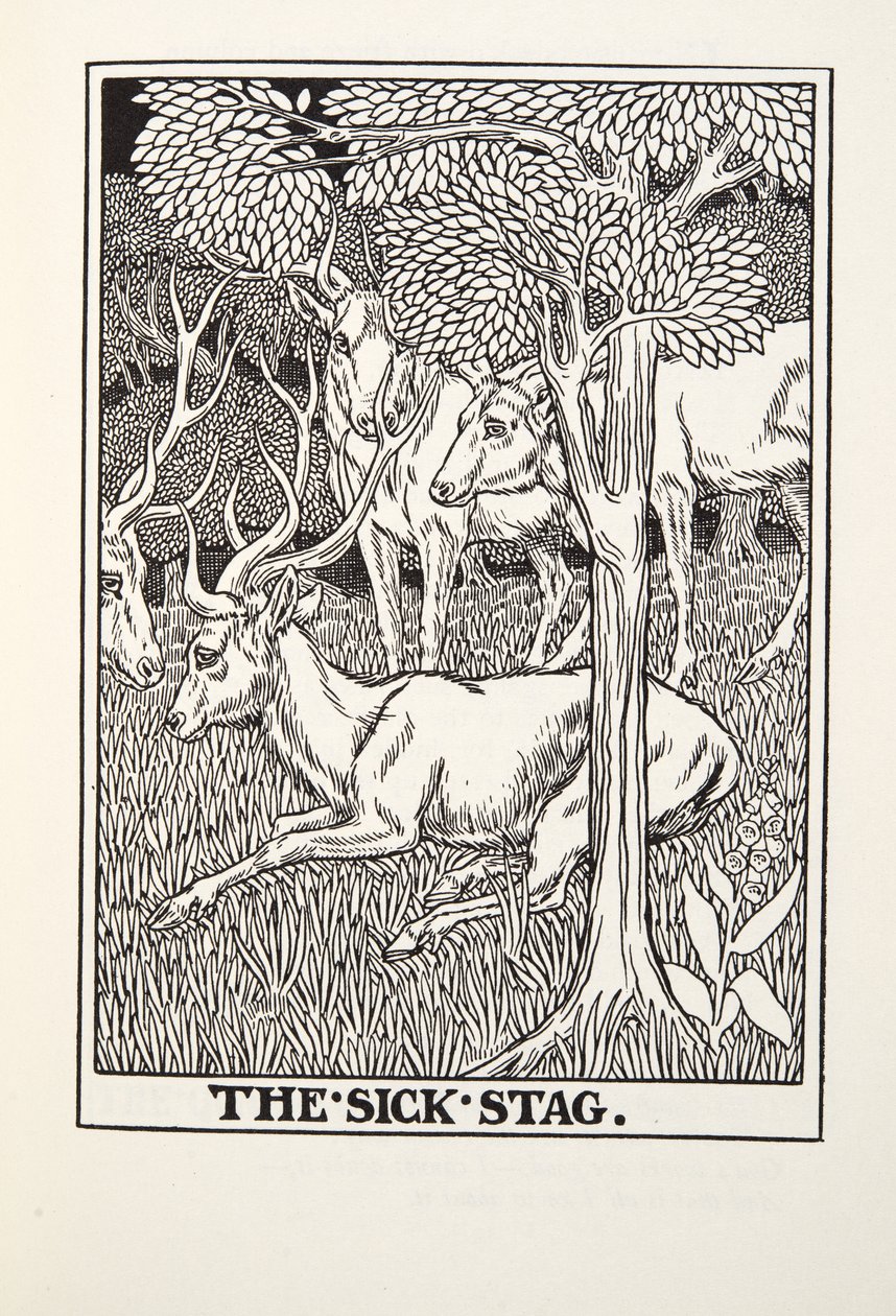 Sairas hirvi, Fontainen saduista, pub. 1905 tekijältä Percy J. Billingshurst