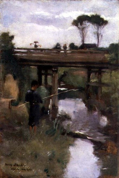 Kalastajapoika, Tokio, toukokuu 1891 (öljy paneelille) tekijältä Percy Sturdee