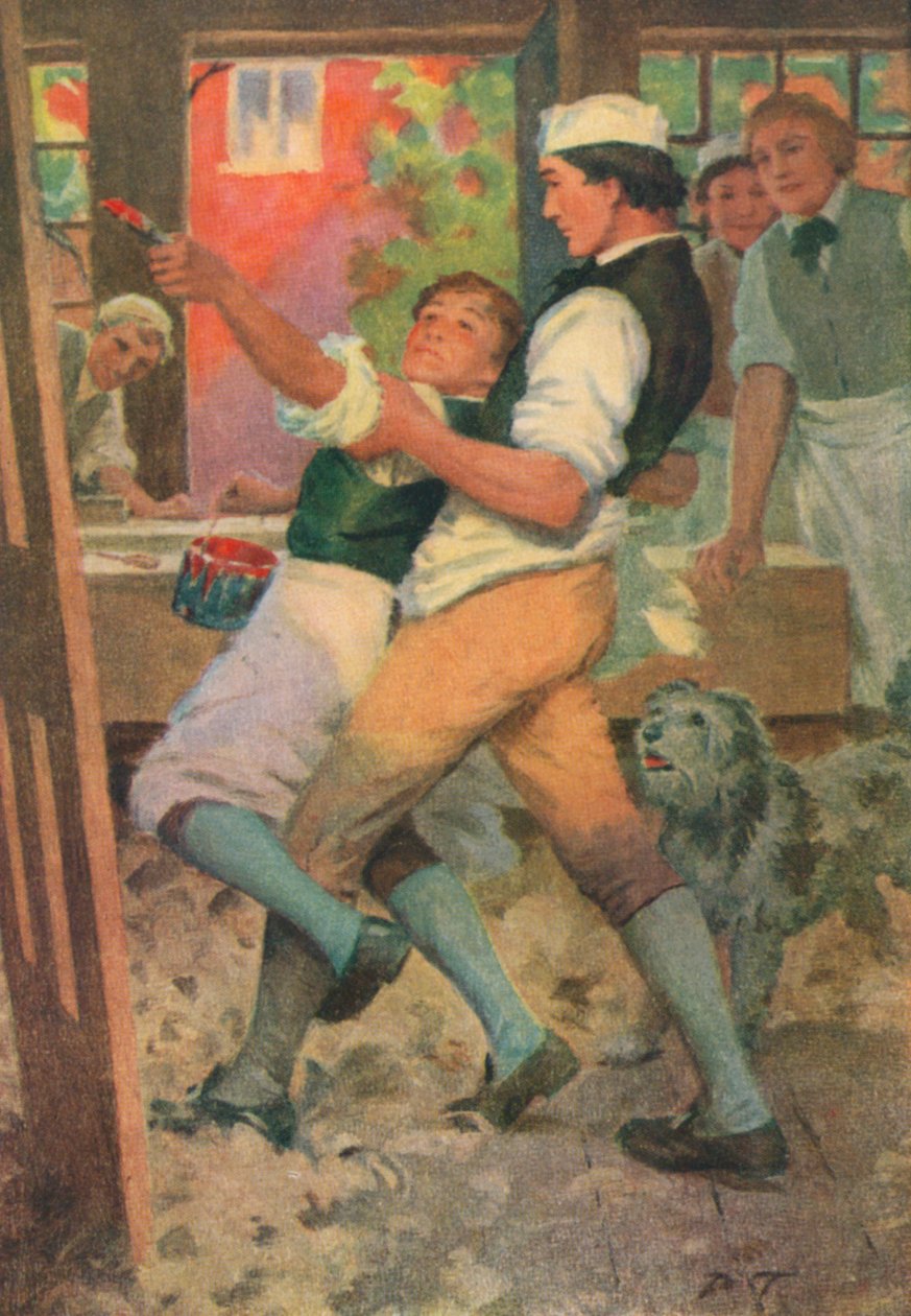 George Eliotin Adam Bede -teoksen kuvitus (värilitografia). tekijältä Percy Tarrant