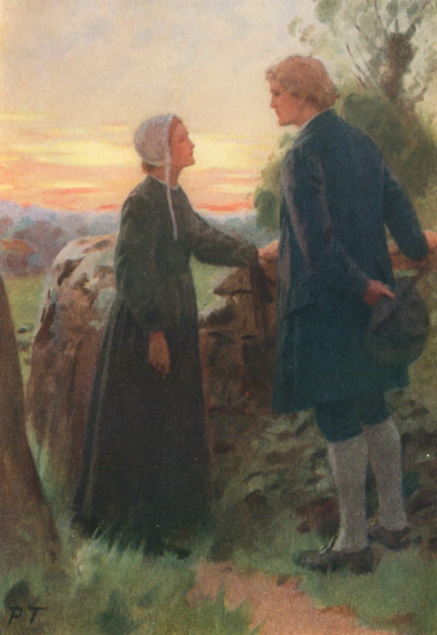 George Eliotin Adam Bede -teoksen kuvitus (värilitografia). tekijältä Percy Tarrant