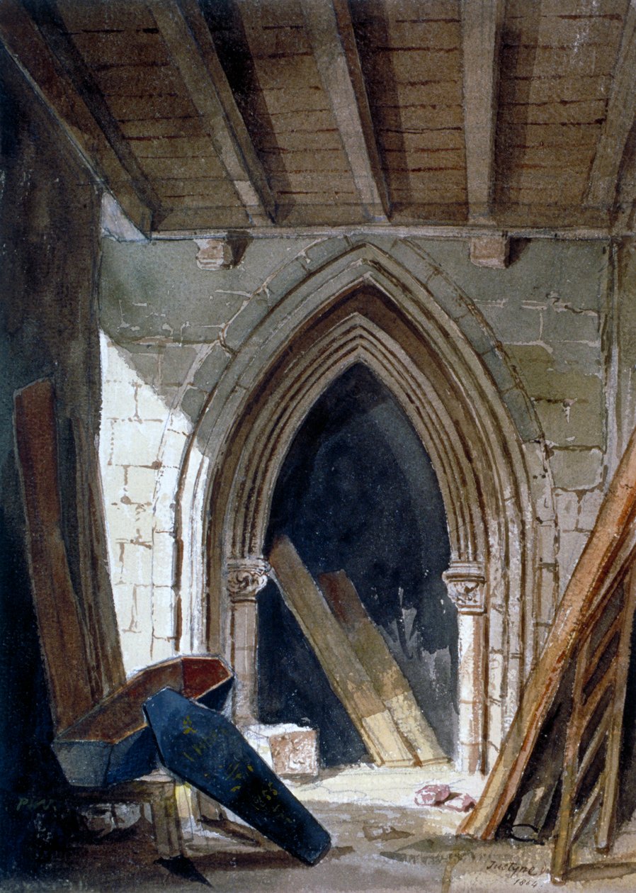 Pyhän Annen krypta, Blackfriars, Lontoon kaupunki, 1854. tekijältä Percy William Justyne