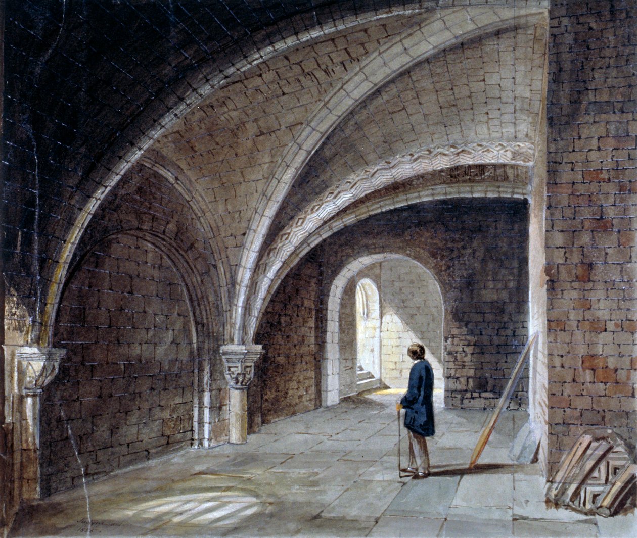Crypt St James in the Wallin alla, Wood Street Square, Lontoo, 1855. tekijältä Percy William Justyne